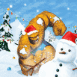 La Chose joue avec un bonhomme de neige