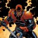 Redskull de face devant des flammes