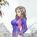 Fille avec un manteau bleu