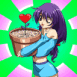 Fille portant un coeur en pot