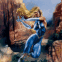 La Femme Invisible courant dans un canyon