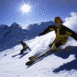 Skieurs en contre jour sur la poudreuse