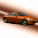 Nissan 350Z orange sur fond laser