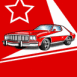 Ford Gran Torino rouge avec une rayure blanche