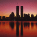 New-York:Manhattan au coucher avec Twin Towers