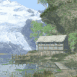 Berge et barque sur le lac