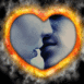 Baiser dans un coeur en feu