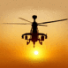 H�licopt�re de combat, au coucher de soleil