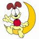 Odie sur un croissant de lune