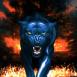 Panth�re mena�ante dans le feu
