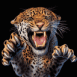 L�opard sautant hors de l'�cran