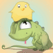 B�b� dinosaure et petit oiseau