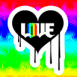 Coeur noir d�goulinant sur fond arc-en-ciel