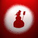 Bonhomme de neige en n�gatif sur un mur rouge