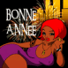 Bimbo rousse et feu d'artifice "Bonne ann�e"
