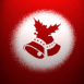 Cloches et houx en n�gatif sur fond rouge