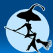 Sorci�re volant sur son balais au clair de lune