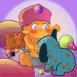 B�b� jouant avec ses peluches