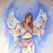 Fille ange, une colombe sur la main