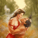 Couple s'embrassant dans un champ
