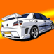 Peugeot 406 Tuning sur fond orange, vue de 3/4 arri�re
