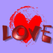 Coeur "love" sur fond mauve
