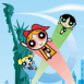 Les Supernanas: pr�s de la statue de la libert�